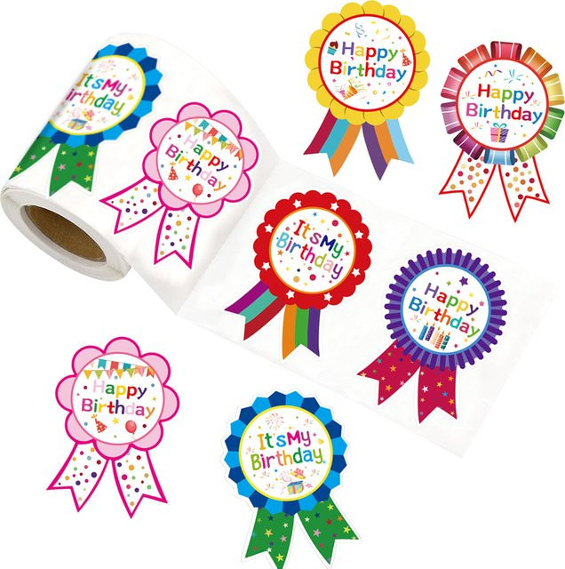 180 Stück bunte Geburtstags-Abzeichen-Rollenaufkleber aus Papier für Scrapbooking und Geschenkverpackungen - Bild 1