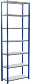 Schulte Lagertechnik Fachbodenregal MultiPlus250 Grundregal, 7 Fachböden, Enzianblau RAL 5010/verzinkt, B: 1000 mm, T: 400 mm, H: 3000 mm - Bild 1