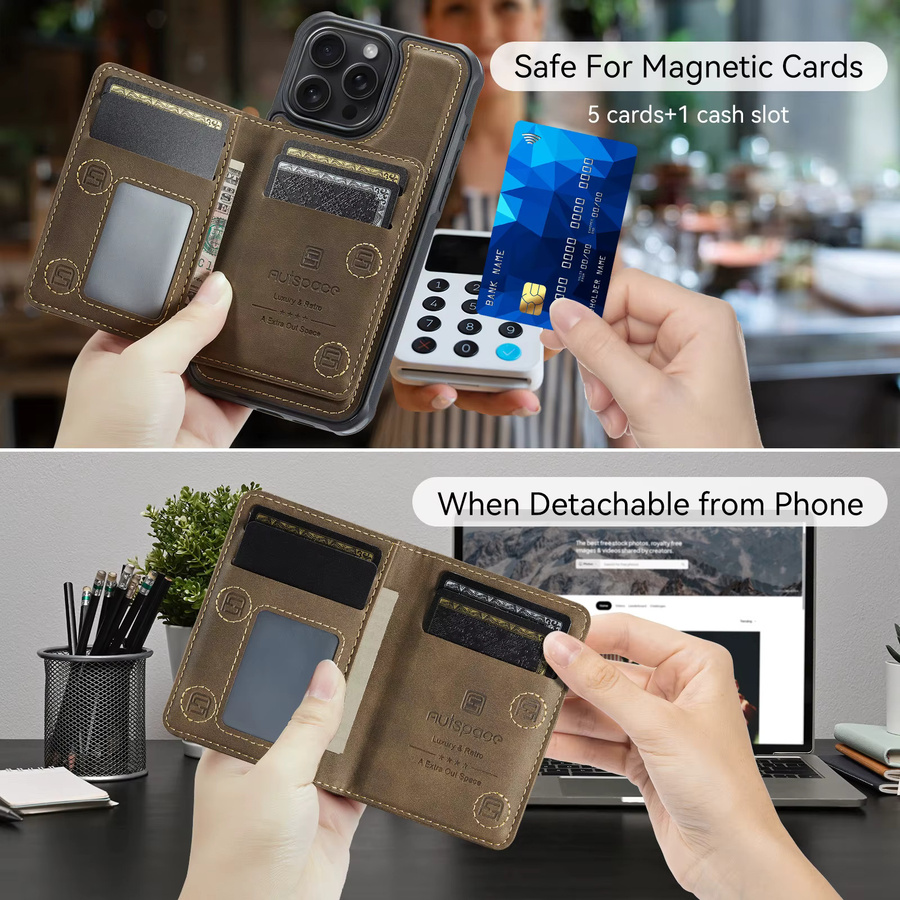 HKNR 2-in-1 Magnetische Ledergeldbörse als abnehmbarer Kartenhalter für MagSafe kompatible iPhones, Farbe: Blau - Bild 3