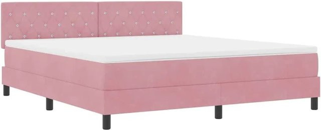 vidaXL Boxspringbett mit Matratze und LED-Unterbettbeleuchtung in Rosa, Samt, B/T: 180 x 200 cm, Höhe: 183 cm - Bild 1