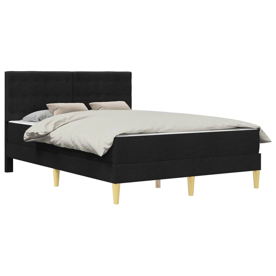 vidaXL Bettgestell mit Matratze Schwarz Stoff B/T/H: 140 x 200 x 44,7 cm - Bild 2