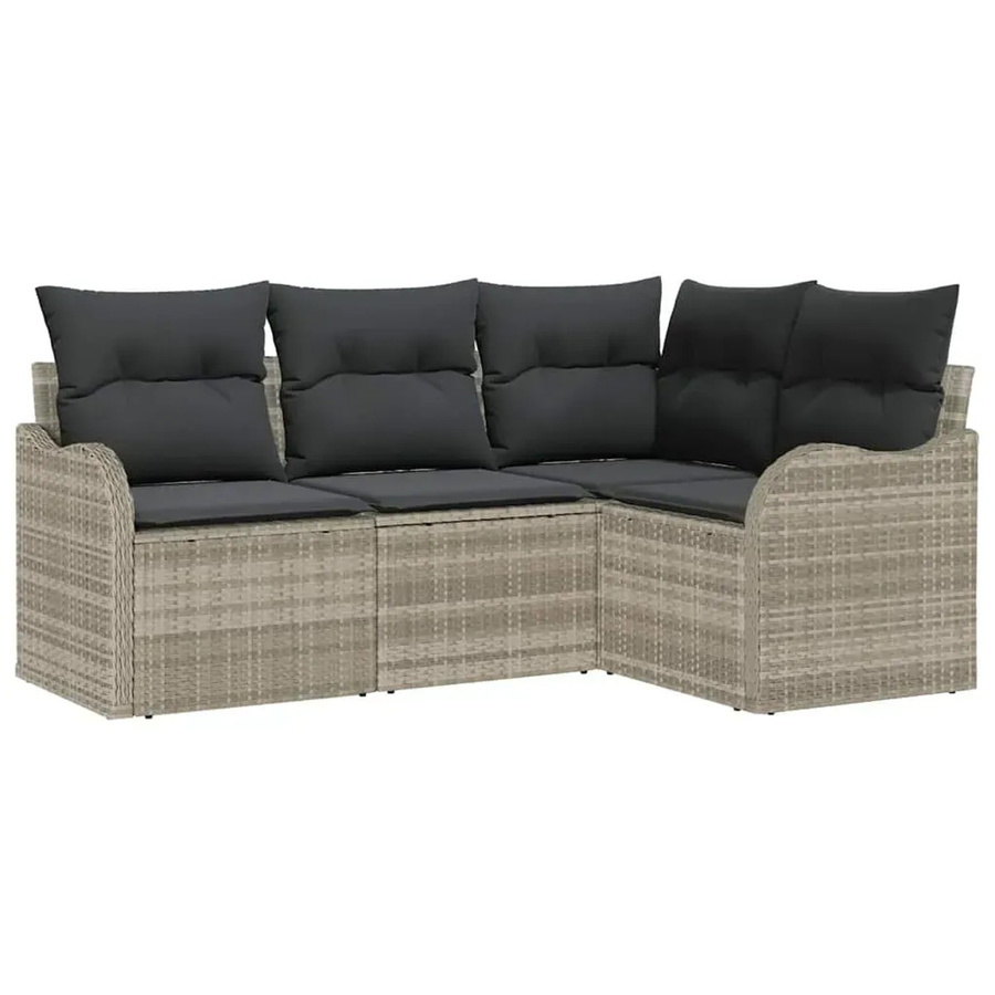 vidaXL Garten-Sofa-Set aus Poly Rattan in Hellgrau, 4-teiliges L-Shape Lounge-Set mit UV-beständigen Sitzkissen und Rückenkissen - Bild 2