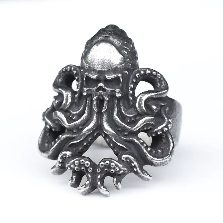 Ring Octopus Schädel, Edelstahl, Silber, Herren - Bild 3