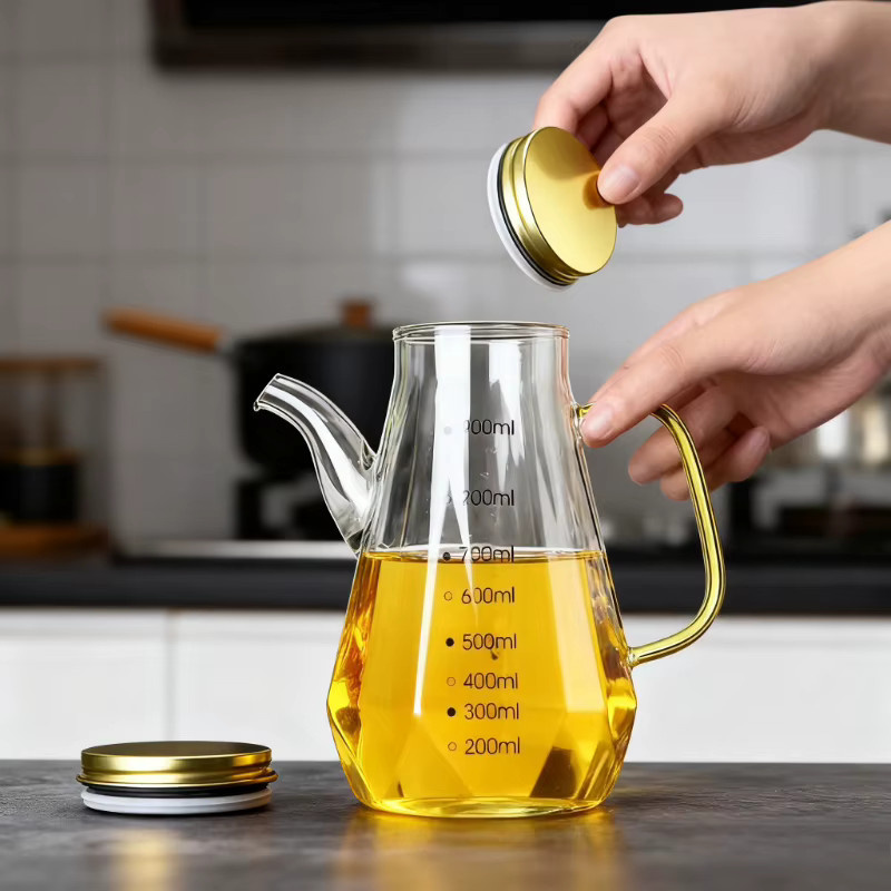 JUSTINLAU Auslaufsichere Glasflasche mit Rautenmuster in Transparent, 500 ml - Bild 6