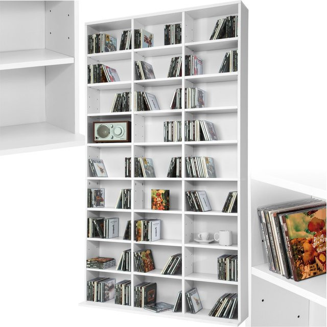 tectake CD DVD Regal Christel in Holzoptik mit höhenverstellbaren und herausnehmbaren Zwischenböden, B/T/H: 102 x 23,5 x 180 cm - Bild 1