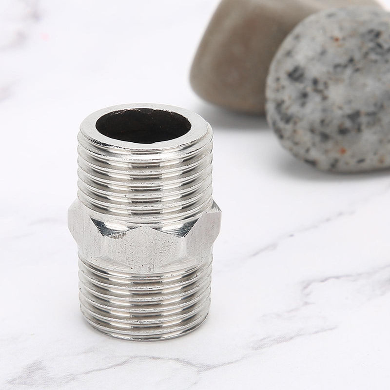 Meterk 5er Set Sechskantnippel aus Edelstahl in Silber, 1/2 Zoll Gewinderohrverbinder für Wasserheizung - Bild 4