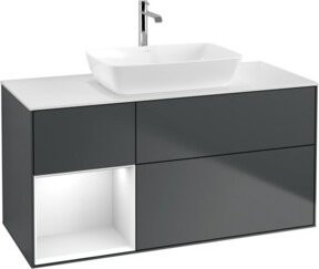 V&B Waschtischunterschrank Finion mit Wandbeleuchtung, Farbe Grau lackiert, Breite: 120 cm, Tiefe: 50,1 cm, Höhe: 50,1 cm - Bild 1