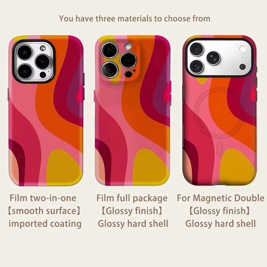 Robuste magnetische Handyhülle mit Warme gebogene Welle Design für Apple iPhone 17 16 15 14 13 Pro Max Plus, Mehrfarbig - Bild 2