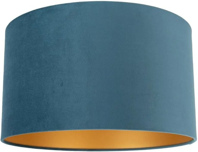 QAZQA Samt Lampenschirm Blau mit goldener Innenseite, B: 35 cm, T: 35 cm, H: 20 cm - Bild 1