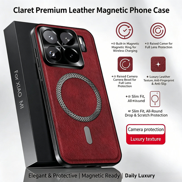 Business-Luxus-Etui aus echtem Leder für Xiaomi 17T 15T Pro 17 Pro Max Ultra in Grün mit MagSafe-Funktion und Anti-Fingerabdruck-Schutz - Bild 1