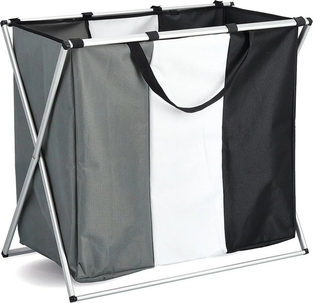 Zeller Present Wäschesortierer 3-fach Schwarz-Grau-Weiß H: 64 cm, B: 57 cm, T: 40 cm - Bild 1