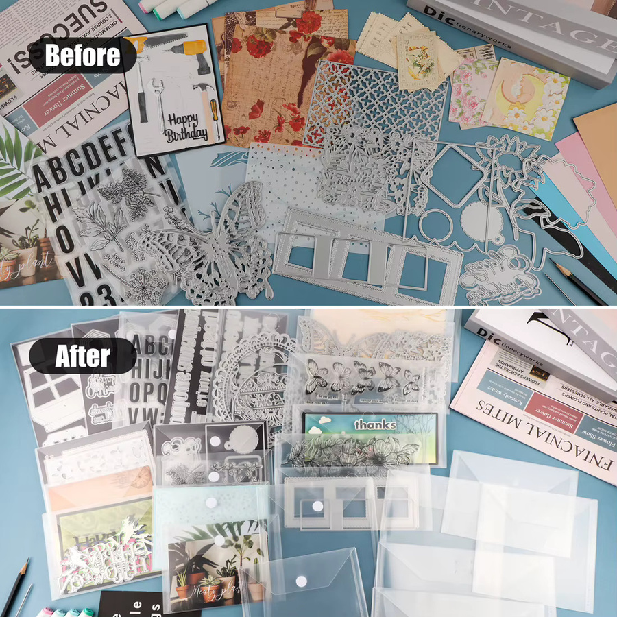 10er Set wiederverschließbare Kunststoff-Umschläge mit magnetischem Verschluss in Transparent, 0,5 mm stark, ideal als Organizer für Bastelarbeiten und zur Aufbewahrung - Bild 3