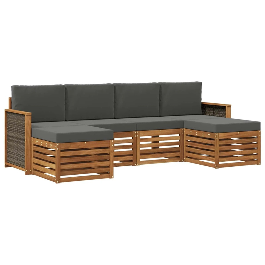 vidaXL Sofagarnitur aus Massivholz Akazie im modernen Latten-Design, Farbe: Anthrazit-Grau - Bild 2