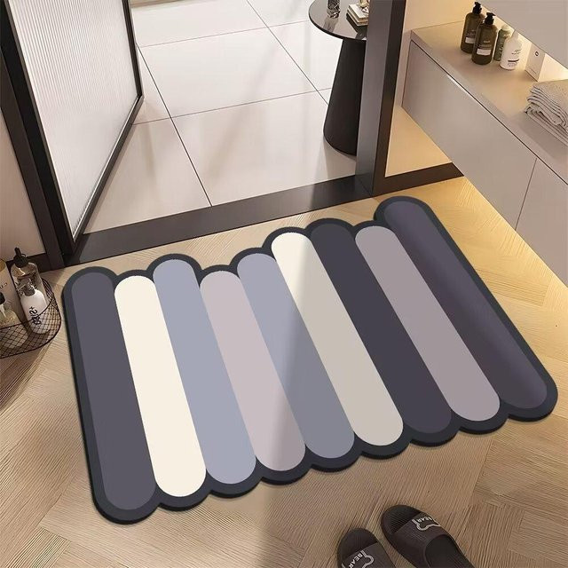 Rutschfeste und schnelltrocknende Kieselgur-Fußmatte von Yiran Furniture in einfarbigem Design, waschbar, B/B: 40 x 60 cm - Bild 1