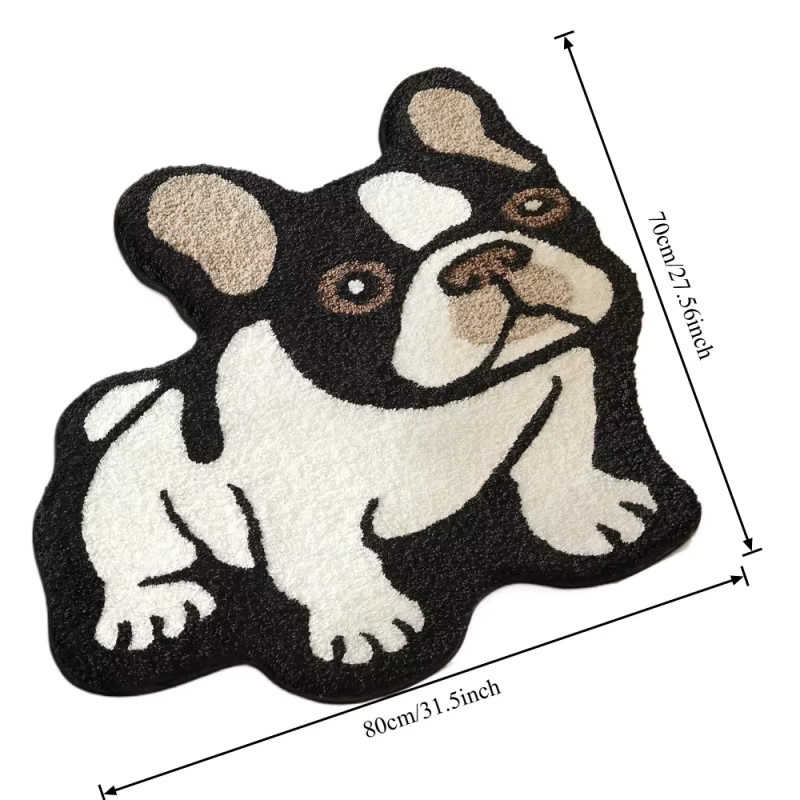 VIKAMA Fußmatte in Form einer französischen Bulldogge, rutschfest und wasserabsorbierend, Mehrfarbig, B: 80 cm, T: 70 cm - Bild 4