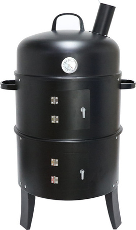 HIGHFELD BBQ Smoker Kettle Grill und Ofen in Schwarz mit Holzkohle für vertikales Grillen