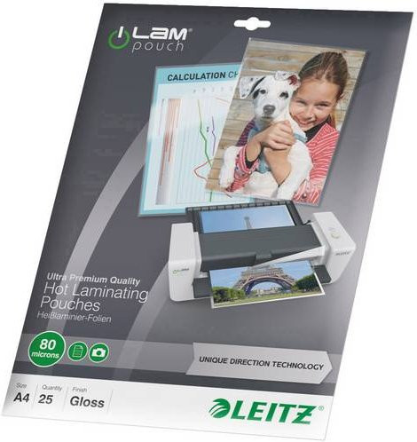 Leitz Laminierfolie DIN A4 glänzend transparent 25 Stück 80 Micron - Bild 1