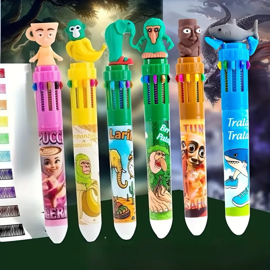 3 Stück Mehrfarbige Kugelschreiber mit chinesischer Mythologie, 10 Farben, 0,5 mm Stiftstärke - Bild 2