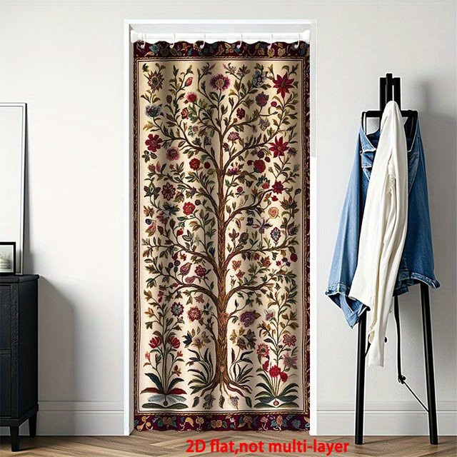 VIKAMA Verdunkelungsvorhänge Baum des Lebens in Beige für Küche und Wohnzimmer - Bild 1