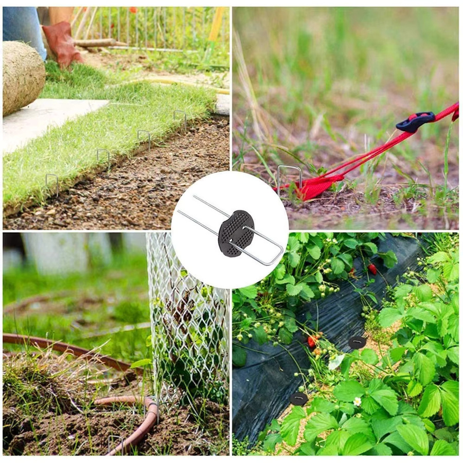 Garten U-förmige Landschaft-Heftklammern aus Metall in Schwarz oder Silber zur Sicherung von Unkrautvlies und Bodennetzen - Bild 5