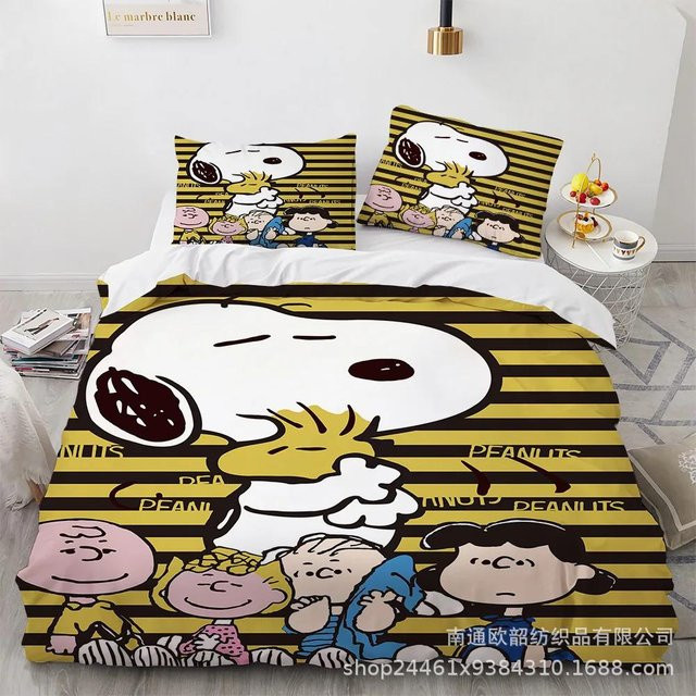 Snoopy Bettwäscheset Lodestar aus Mikrofaser mit Motivdruck in Gelb, B/H: 135 x 200 cm - Bild 1