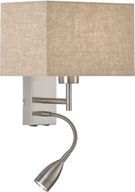 Fischer & Honsel Wandleuchte Dream 2-flammig aus Metall und Leinen in Nickel matt und Sand/Beige - Bild 1