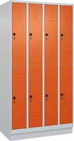 C+P Doppelstock-Spind Classic PLUS mit Sockel, 4 Abteile, Stahl, Farbe Reinorange, H x B x T: 195 x 100 x 50 cm - Bild 1