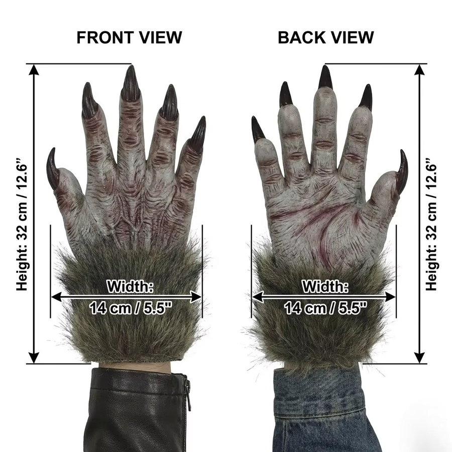 patygr Zombie-Handhandschuhe, Monsterkrallen, Zubehör, Fantasy, Gummi - Bild 3