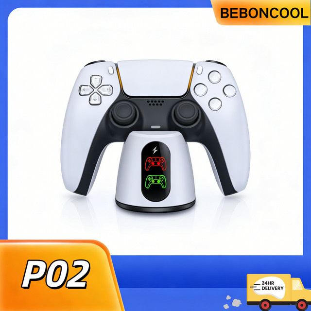 BEBONCOOL Dual Fast Charger Ladestation mit LED-Anzeige für PlayStation 5 Controller in Weiß - Bild 1