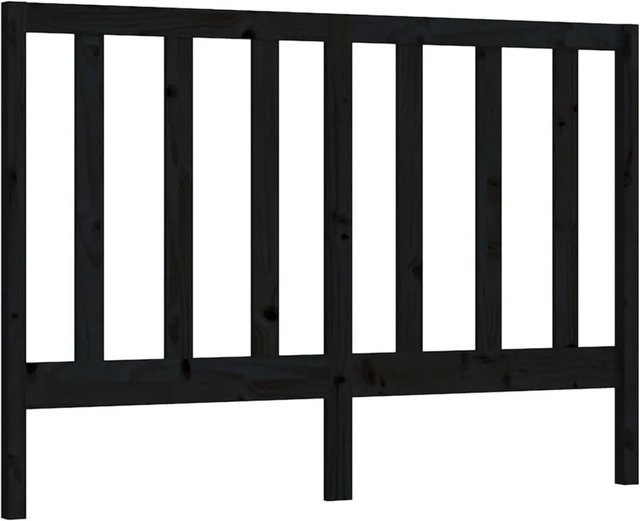 vidaXL Kopfteil aus Massivholz Kiefer in Schwarz, B/T/H: 126 x 4 x 100 cm - Bild 1