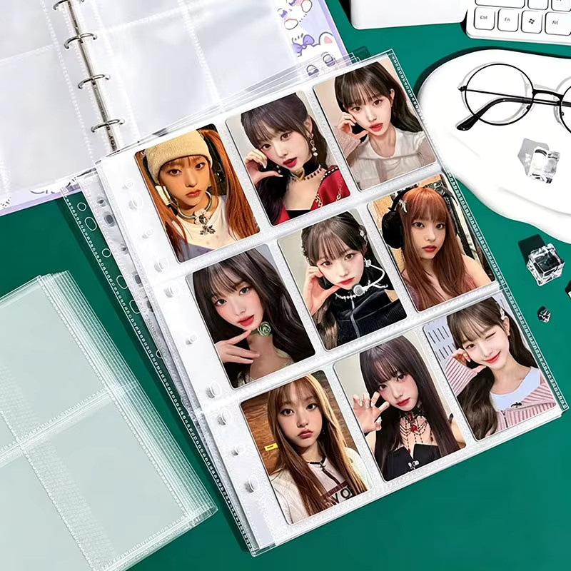 10 Blatt hochtransparente 6-Loch Taschen-Einlageblätter für A4 Sammelalben zur Aufbewahrung von Polaroid und Kpop Fotokarten in Transparent - Bild 4