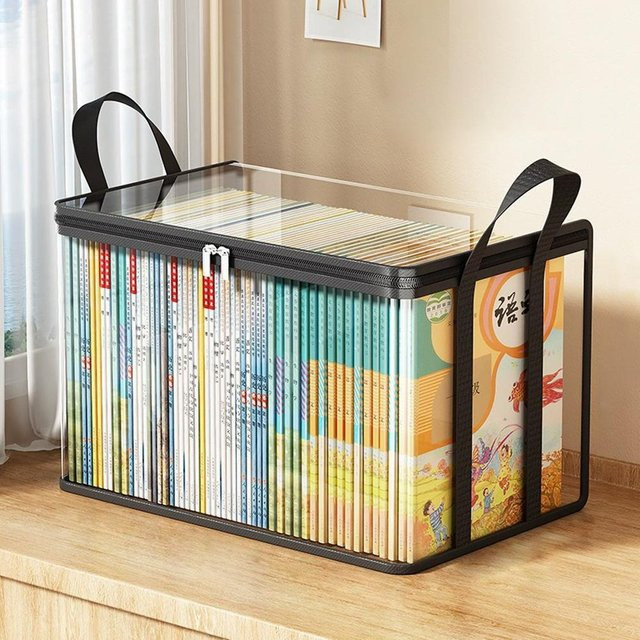 Transparente PVC-Aufbewahrungstasche mit Klappdeckel und Sichtfenster als Organizer für Spielzeug, Bastelmaterialien und Schulbedarf - Bild 1