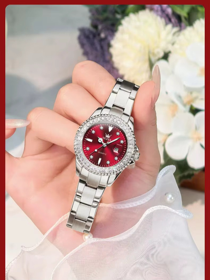 OLEVS Armbanduhr, Diamant, Quarz, Edelstahl, Silber, Damen - Bild 5