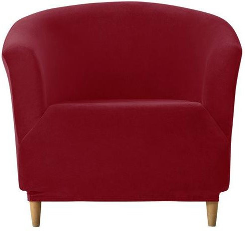 Yiran Furniture Stretch-Samt-Abdeckung für Clubsessel, halbkreisförmig, Schonbezug in Bordeaux Rot - Bild 1