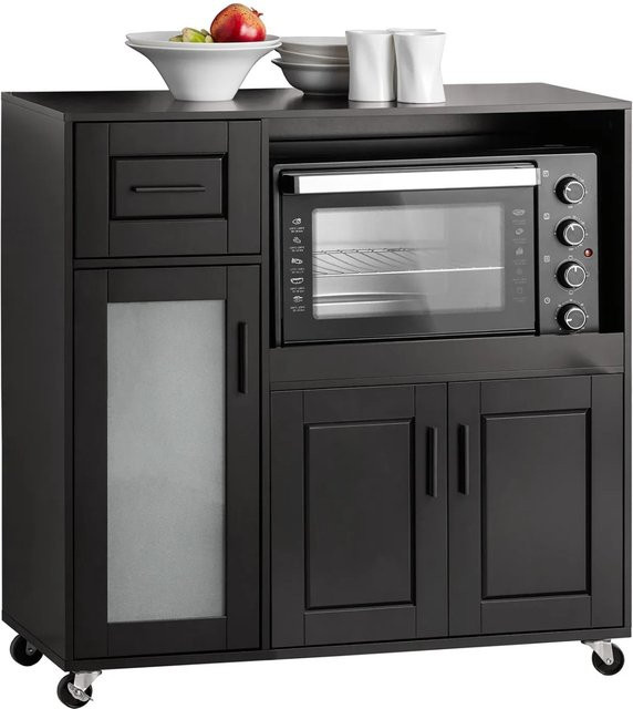 SoBuy Küchenwagen FSB78-SCH Sideboard auf Rollen als Mikrowellenschrank in Schwarz, B/T/H: 88,5 x 40 x 28 cm - Bild 1