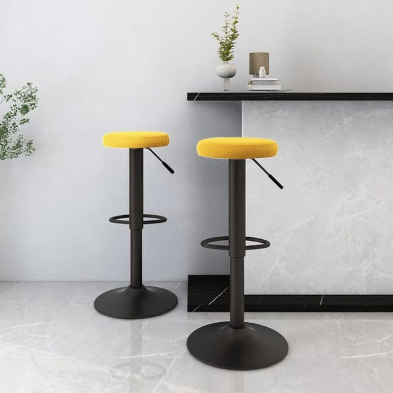 Set aus 2 Barhockern von Vidaxl in Gelb aus Samt und Metall im modernen Design - Bild 1