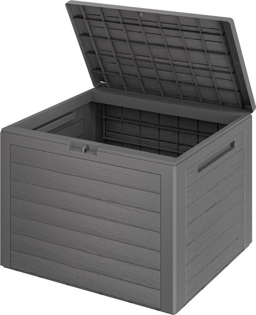 CASARIA Auflagenbox Lille Grau 190L mit Holzdesign für Garten, Terrasse und Balkon - Bild 1