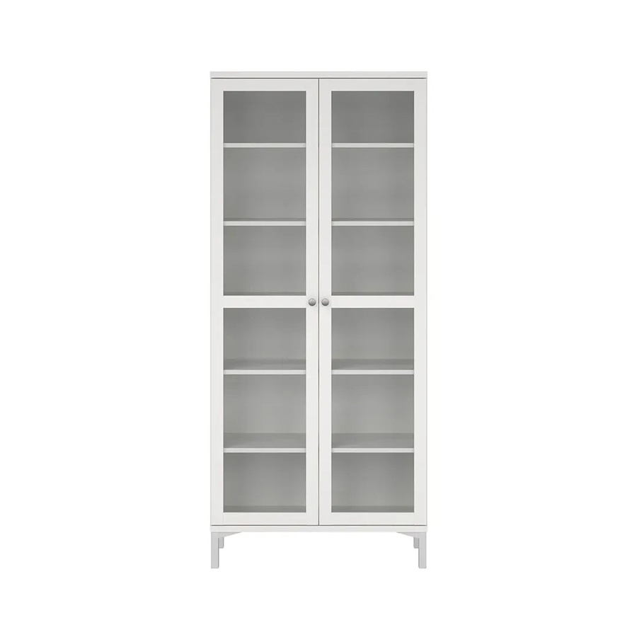 ebuy24 Roma Vitrinenschrank mit 2 Glastüren und Regalböden in Weiß im klassischen Design - Bild 2