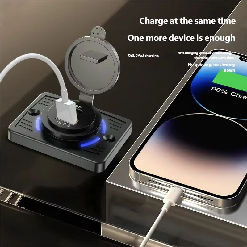 USB-Steckdose mit 2–4 Ports für Bus, ATV und LKW, Schwarz, PD 30 W Typ C und QC 22,5 W Schnellladung mit QC3.0 - Bild 5