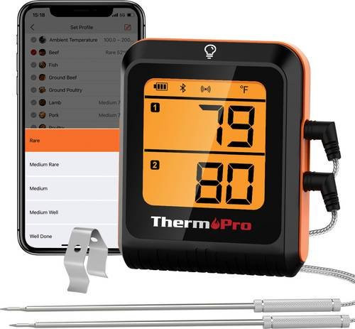 ThermoPro TP920W Digitales Grillthermometer mit App-Steuerung in Schwarz - Bild 1