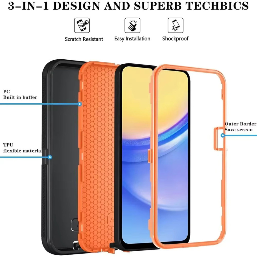 Robuste 3-lagige Hybrid-Schutzhülle für Samsung Galaxy A-Serie in Schwarz und Rot - Bild 4