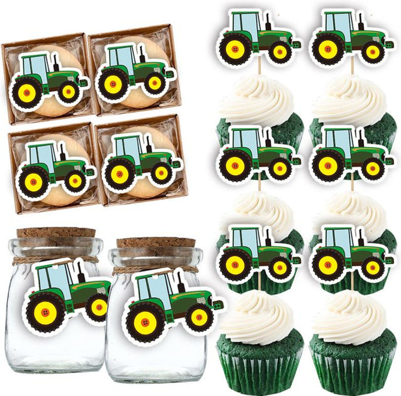 Bauernhof Traktor Kuchen Topper und Papier Hänge-Tags für Kinder Geburtstag Party Deko in Mehrfarbig - Bild 1