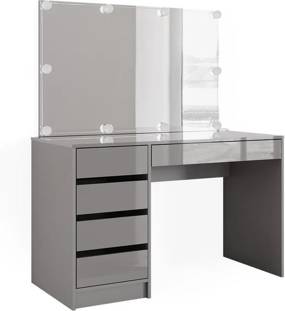 Vicco Schminktisch in Sherry Grau mit LED-Beleuchtung und Hochglanz-Finish, B/T/H: 120 x 75 x 75 cm - Bild 2