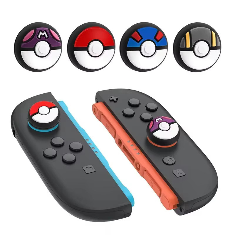 4 Stück Cartoon Poke Ball Silikon-Daumengriffkappen für Nintendo Switch 2 Joy-Con Controller Joystick Schutzabdeckung, Multicolour - Bild 2