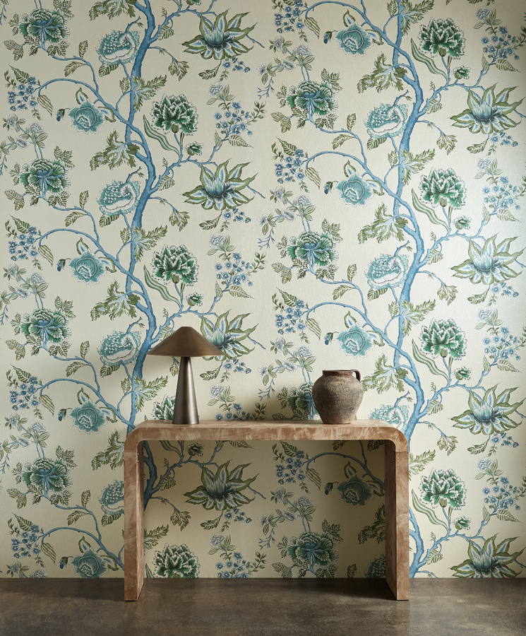 Harlequin Tapete Indienne Wandbild mit floralem Botanical Design in Cornflower/Pine Blue Green Multicolour aus Vlies - Bild 1