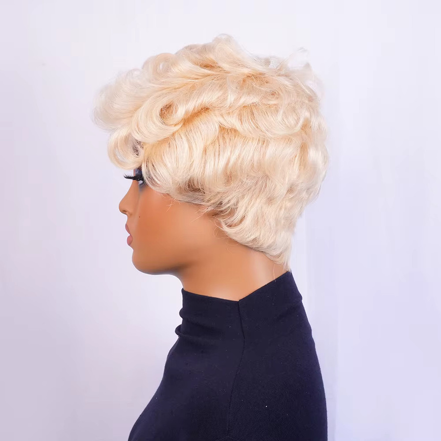OYM HAIR Perücke, Echthaar, Pixie-Schnitt, honigblond, Damen - Bild 2
