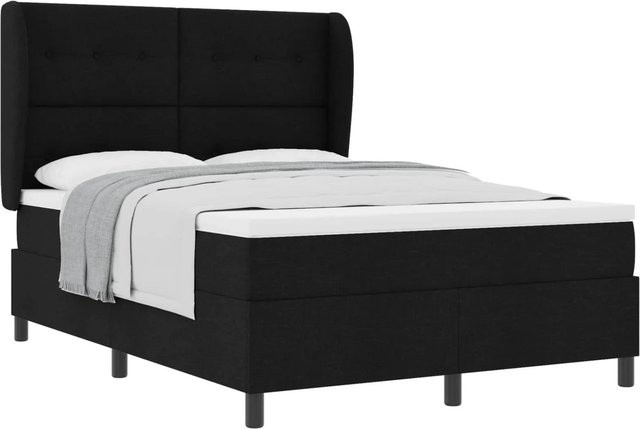 vidaXL Boxspringbett mit Matratze in Schwarz aus Stoff, B/T: 140 x 200 cm - Bild 1
