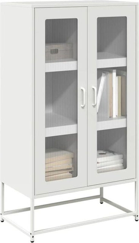Modernes Highboard Vidaxl aus Stahl in Weiß, B/T/H: 68 x 39 x 123 cm - Bild 1