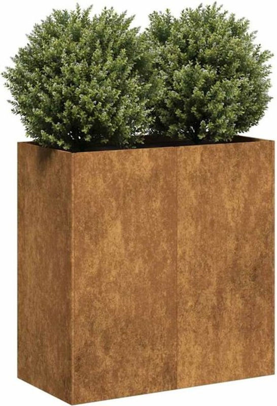 Vidaxl Pflanzkübel aus Metall in Rost-Optik, rechteckig und modern, Farbe: Braun, B/T/H: 80 x 40 x 40 cm - Bild 1