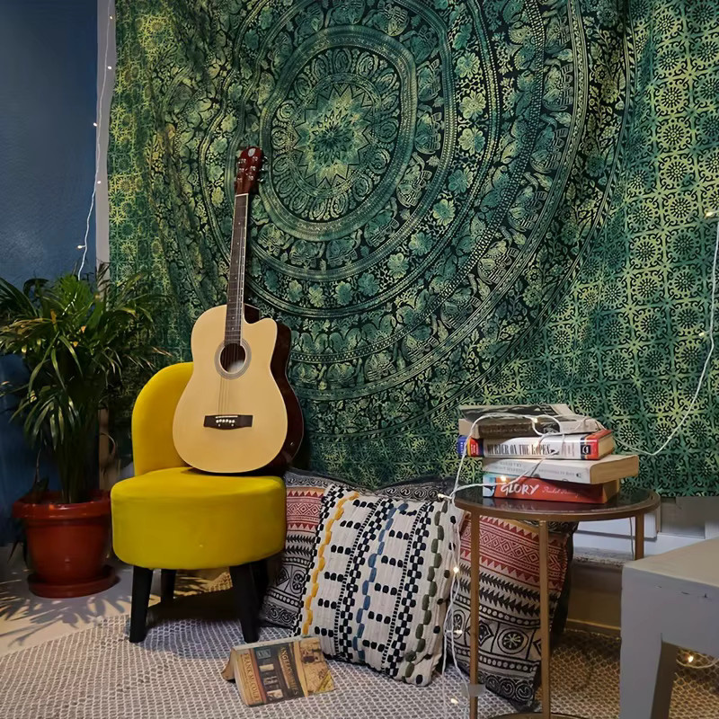 VIKAMA Mandala Wandteppich im Bohemian-Stil als dekorativer Wandbehang mit geometrischem Design - Bild 3